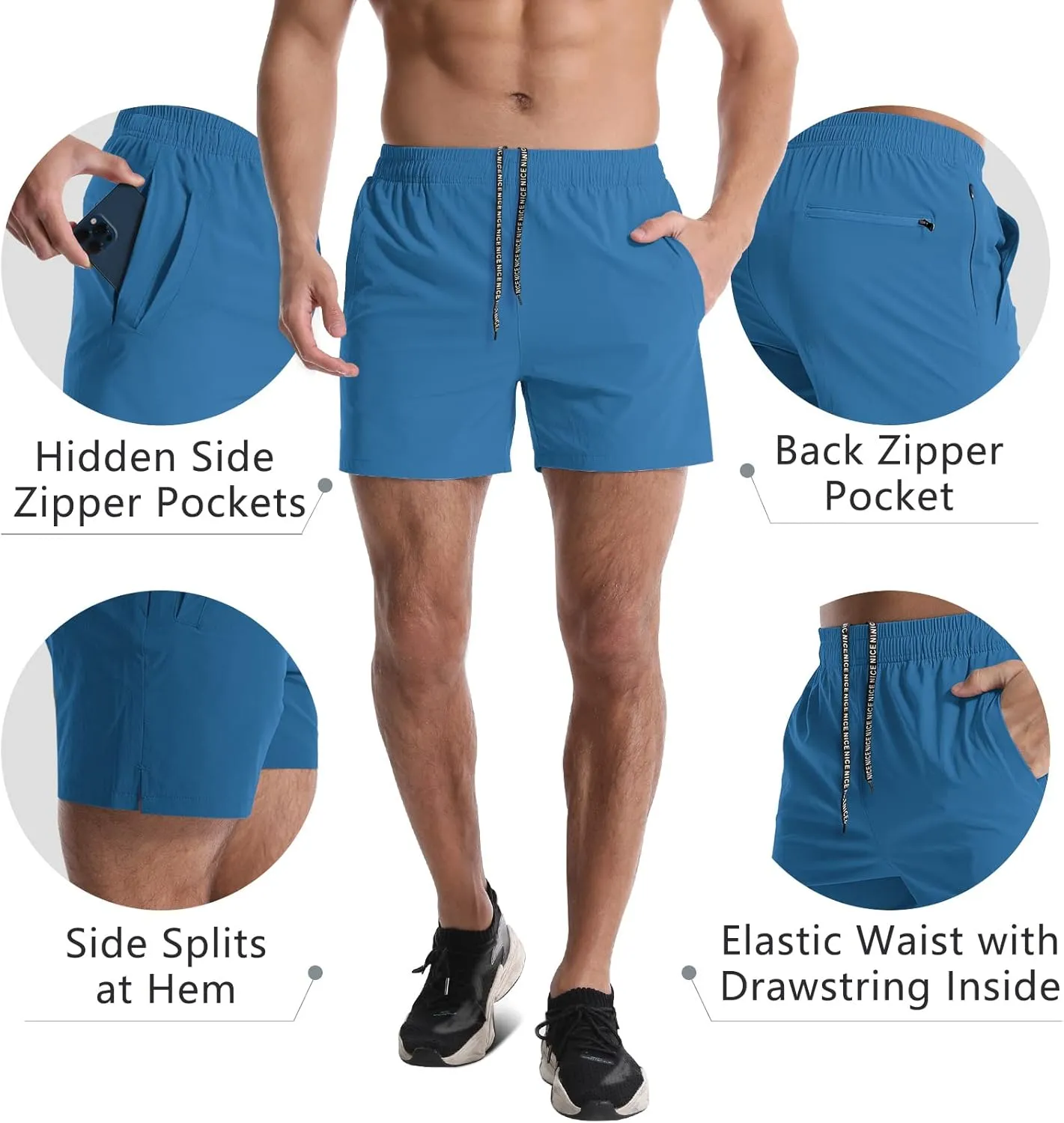 2 Pack Mens Athletic Shorts 5 Inch Quick Dry Gym Workout Shorts Men Lightweight Sports Running Shorts with Pockets
