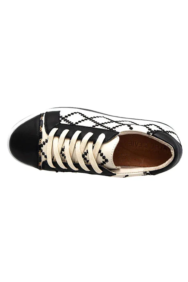 Alfie & Evie 'Pleat Sneaker' - Black/Cream