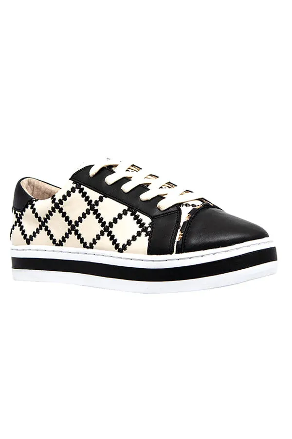 Alfie & Evie 'Pleat Sneaker' - Black/Cream
