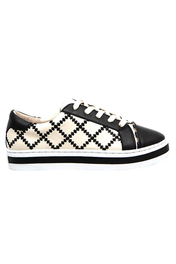 Alfie & Evie 'Pleat Sneaker' - Black/Cream