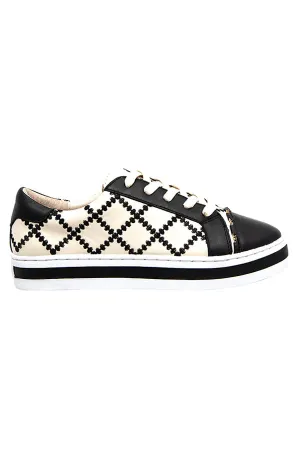 Alfie & Evie 'Pleat Sneaker' - Black/Cream