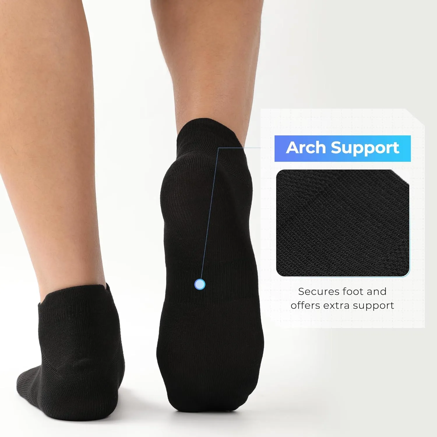 BAMBOO COOL Men's Ankle Socks Athletic Low Cut Heel Tab Cushioned Moisture Wicking, Running Arch Support Breathable, 8 Pack