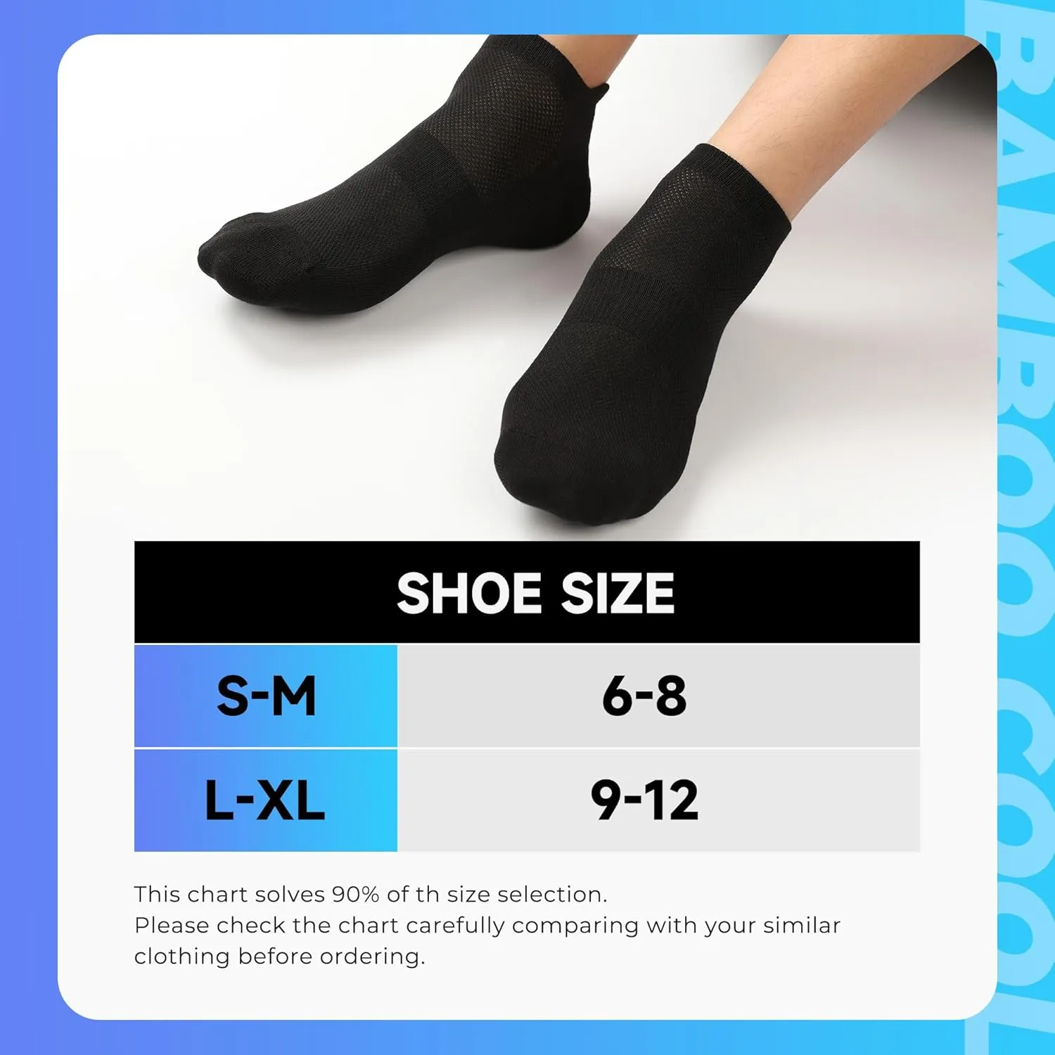 BAMBOO COOL Men's Ankle Socks Athletic Low Cut Heel Tab Cushioned Moisture Wicking, Running Arch Support Breathable, 8 Pack