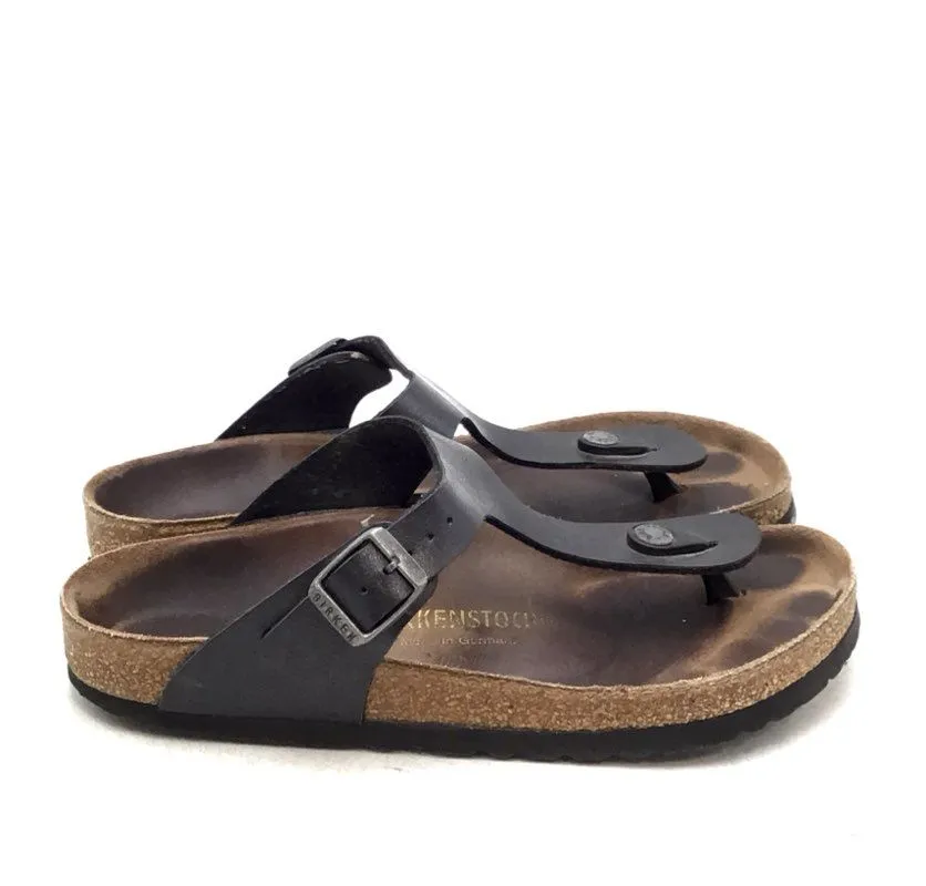 Birkenstock Women's Black Slip-On Thong Sandals - Size 8