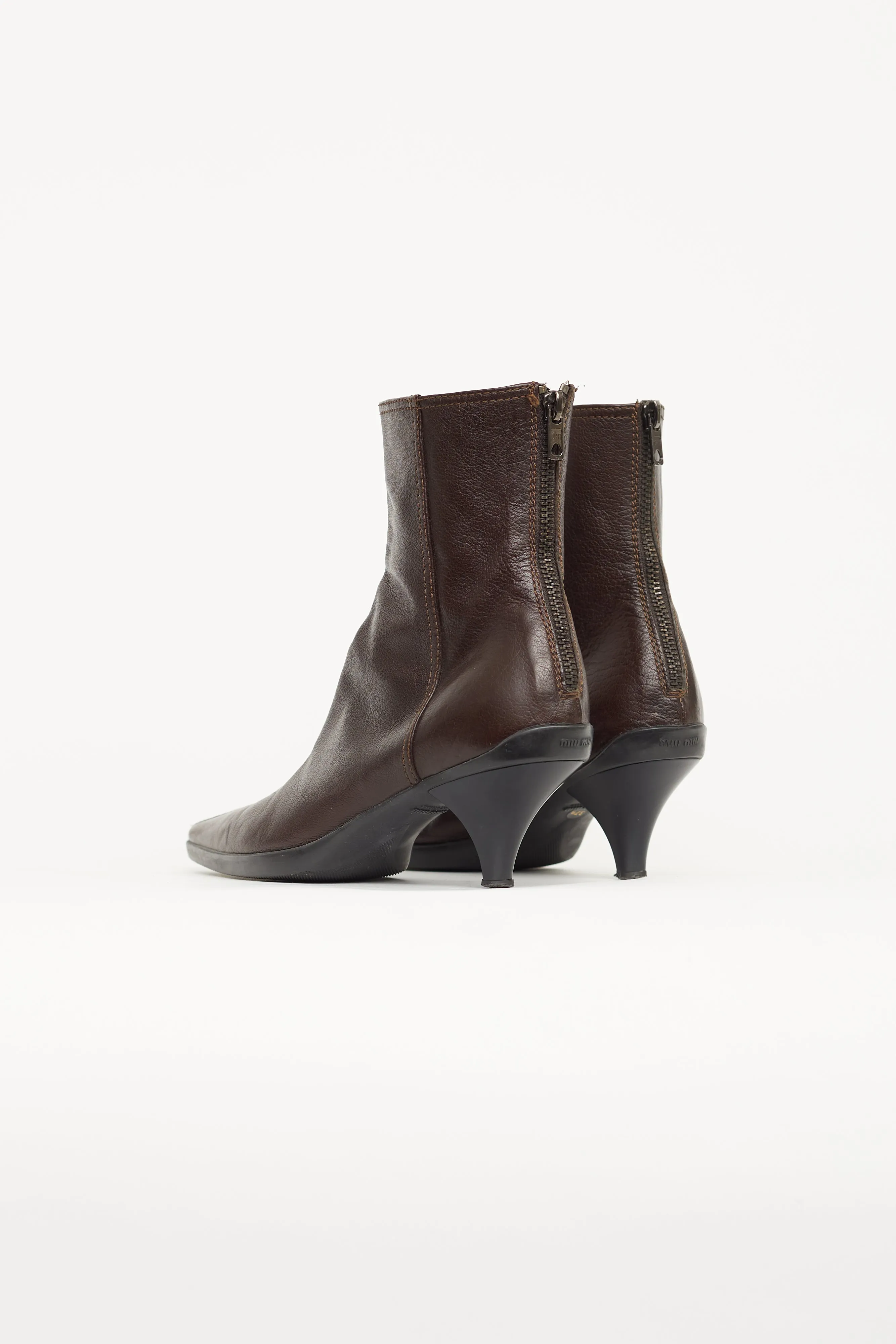 Brown Leather Pointed Toe Boot