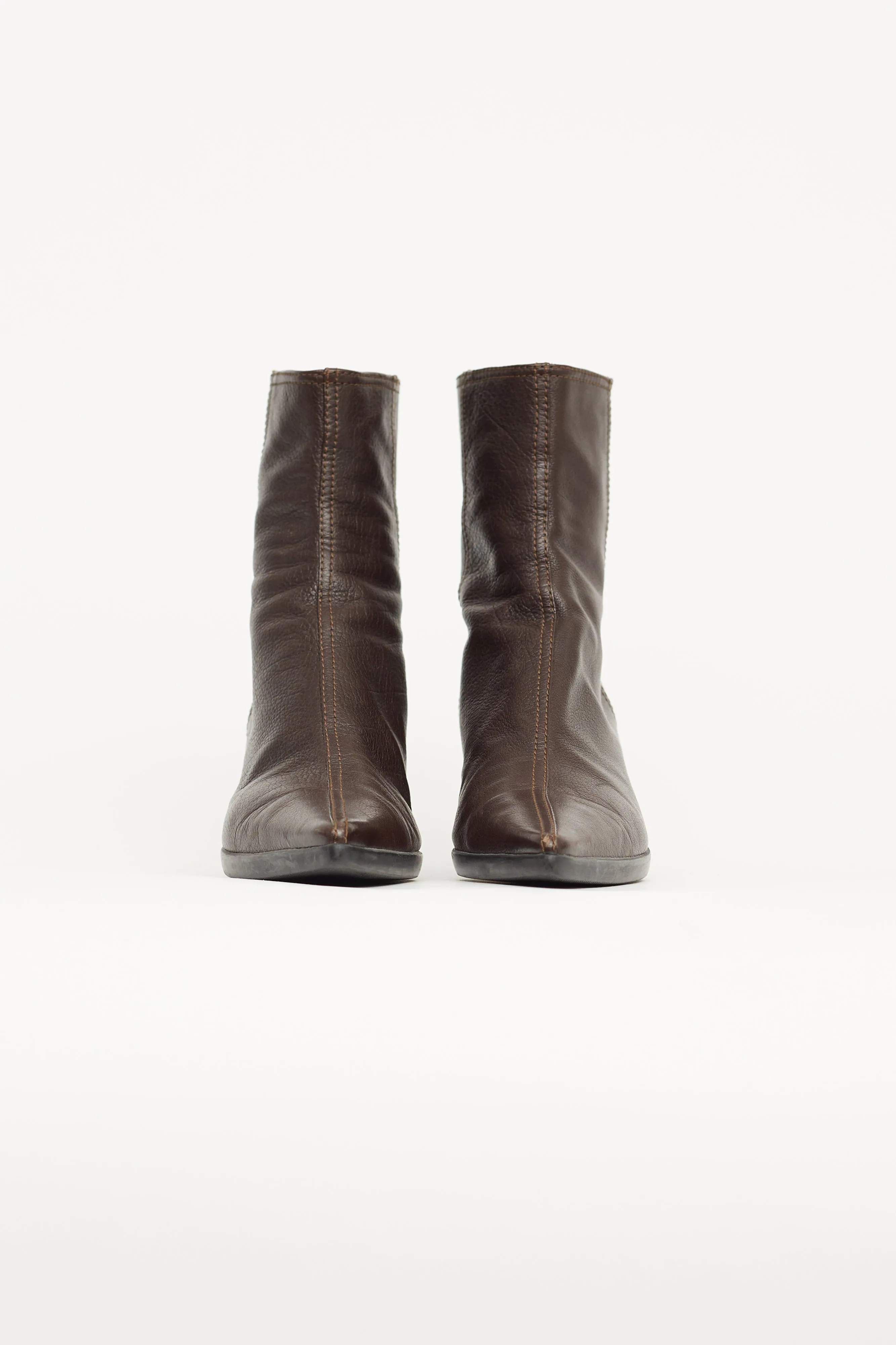 Brown Leather Pointed Toe Boot