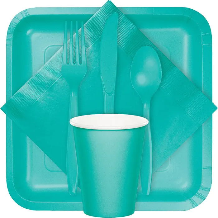 Bulk Pack of 100 Teal Lagoon Beverage Napkins, 3 Ply