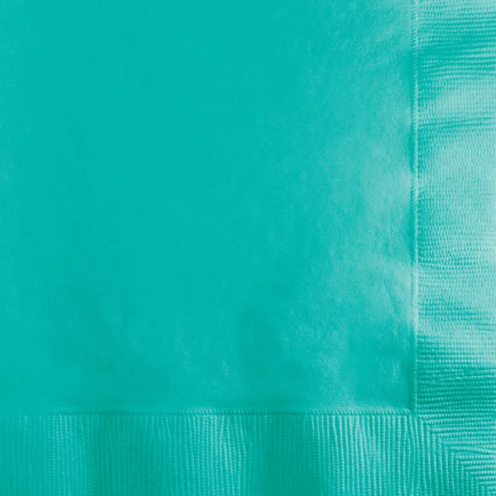 Bulk Pack of 100 Teal Lagoon Beverage Napkins, 3 Ply