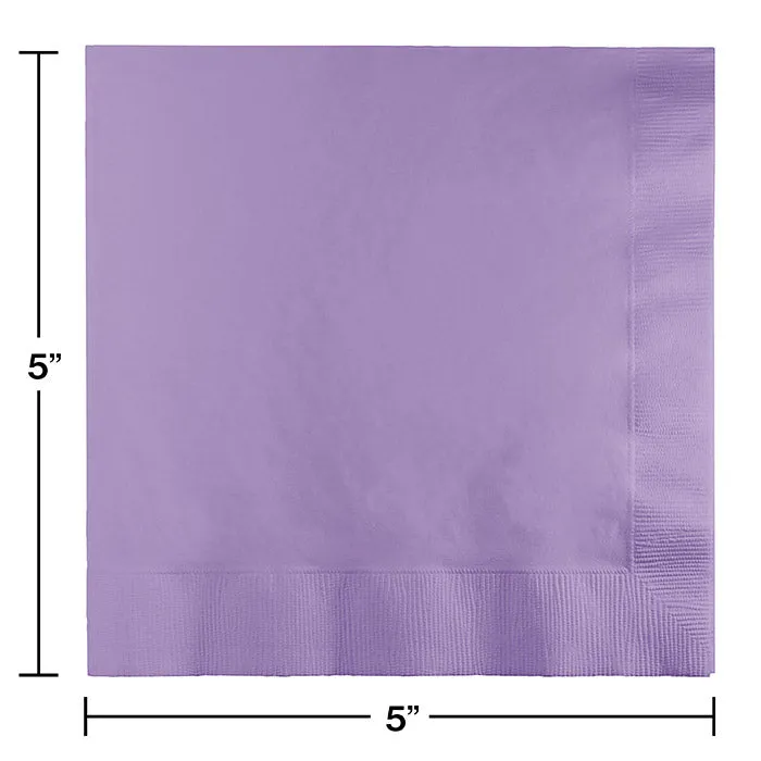 Bulk Pack of 150 Luscious Lavender Beverage Napkins, 3 Ply