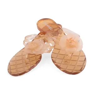 CHANEL CAMELLIA THONG SANDALS FLIP FLOPS SIZE 41 LADIES
