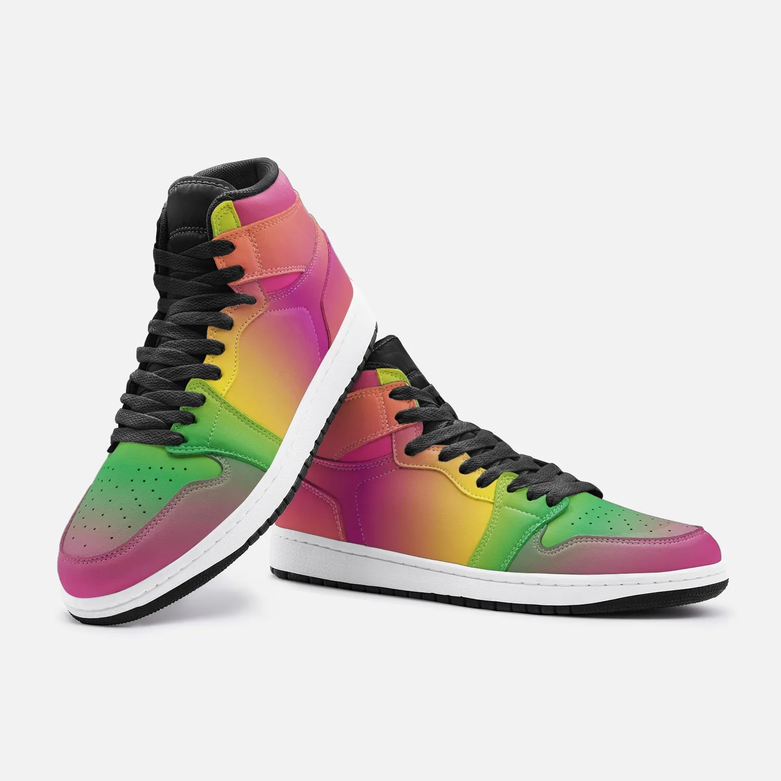 Custom Rainbow Sneaker Hi Tops in Vegan Leather for Men and Women