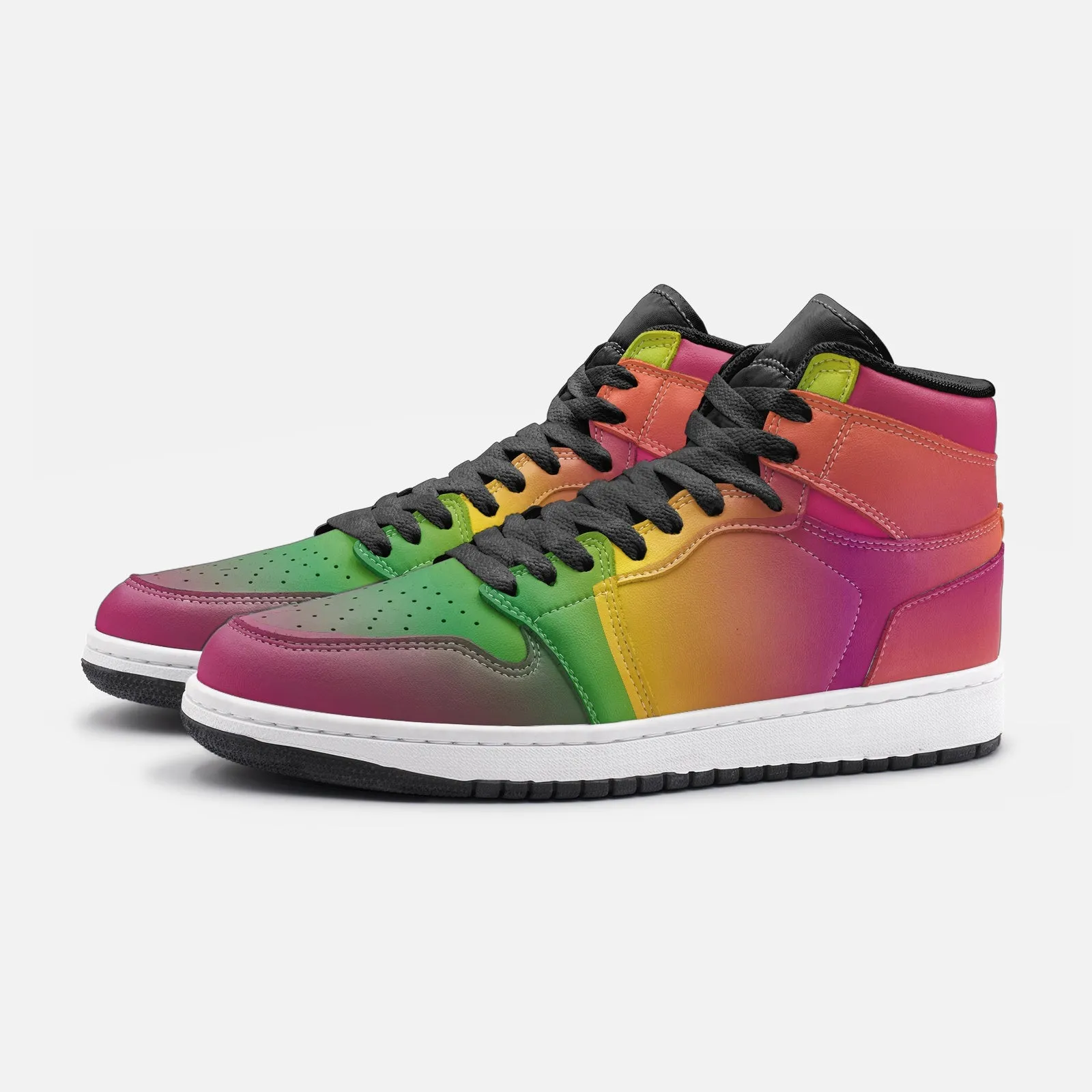 Custom Rainbow Sneaker Hi Tops in Vegan Leather for Men and Women