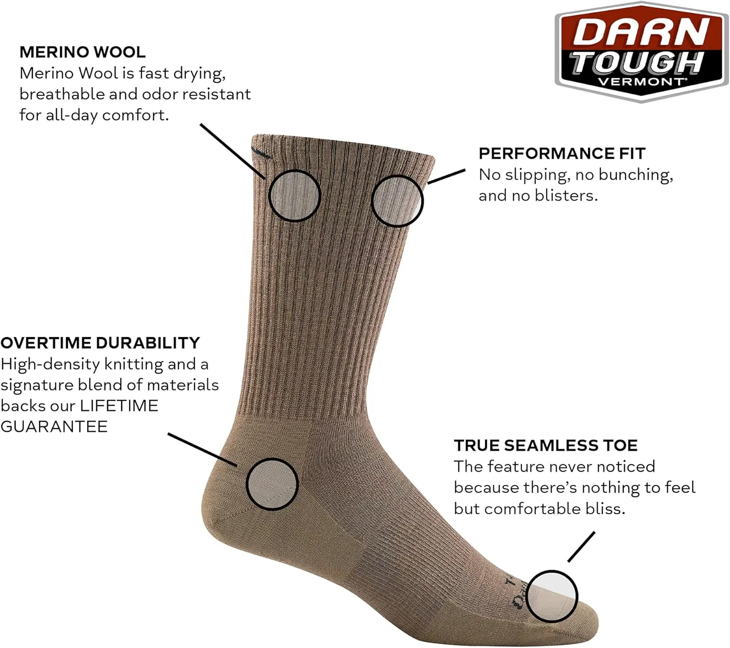 DARN TOUGH Tactical Micro Crew Light Socks (T4018) Unisex