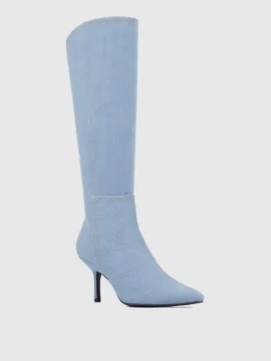 Denim Kitten Heel Boot