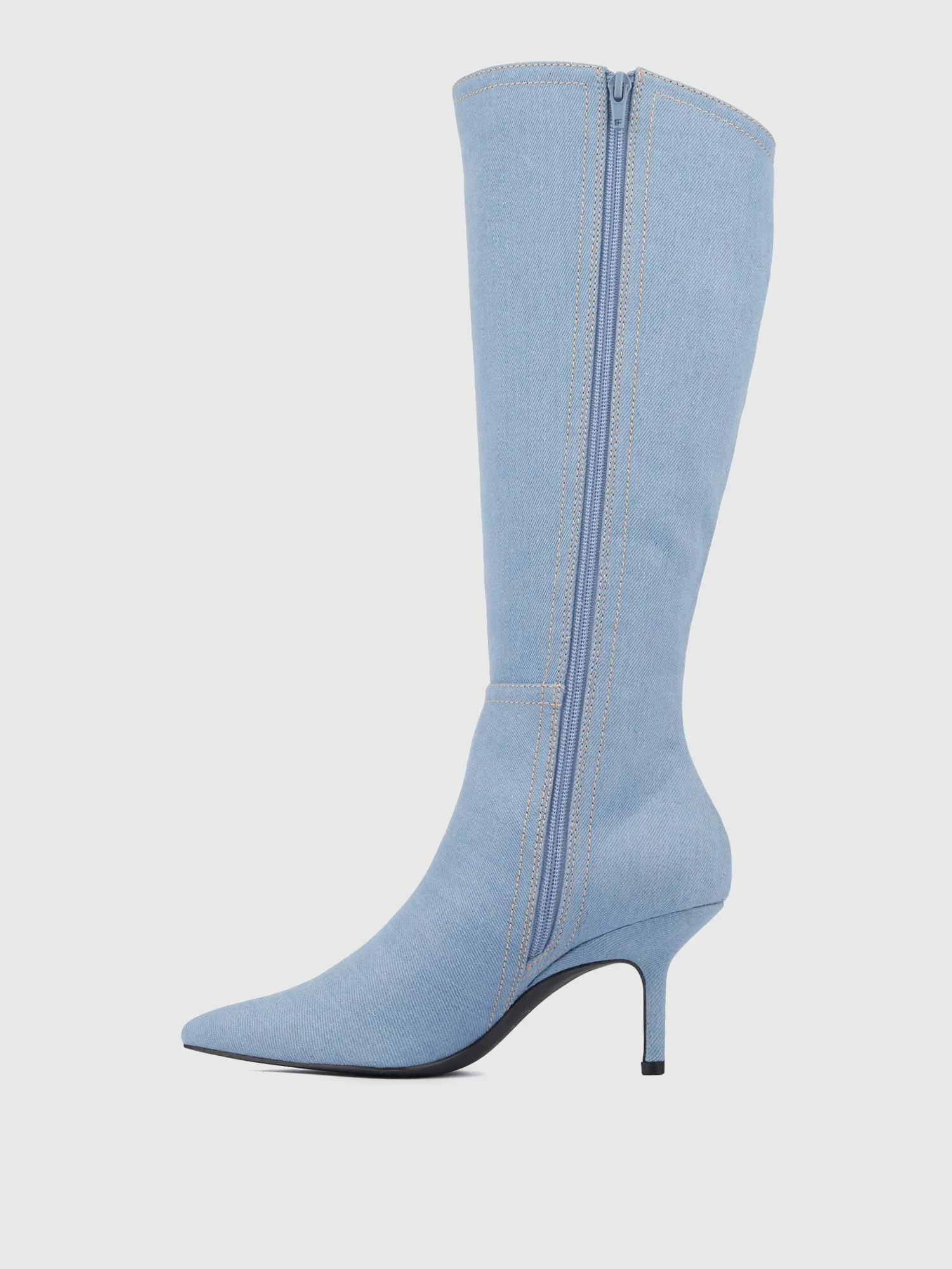Denim Kitten Heel Boot