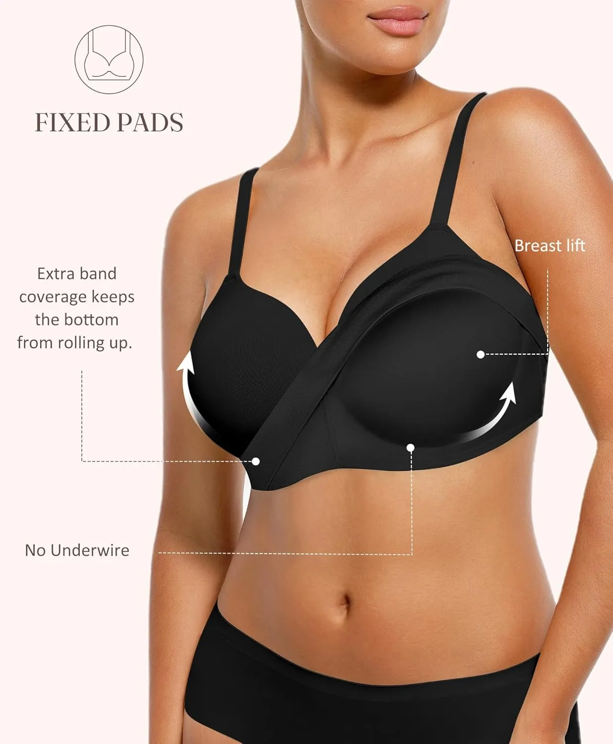 FeelinGirl Wireless Supportive Bra for Women, Seamless Comfort Bralettes No Underwire Full Coverage Everyday Bras
