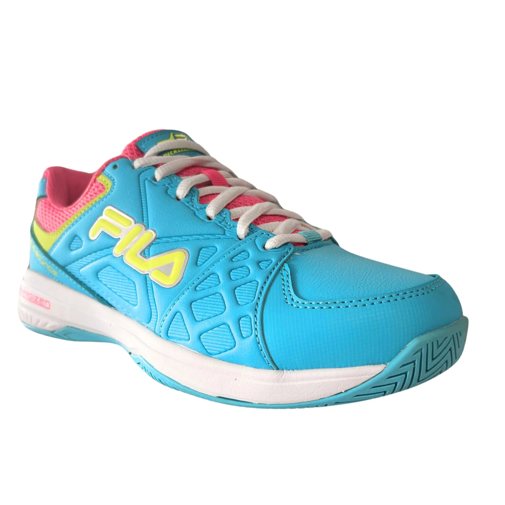 Fila Women's 5PM00606 424 Double Bounce 3 Scuba Blue White Safety Yellow Pickleball Shoes