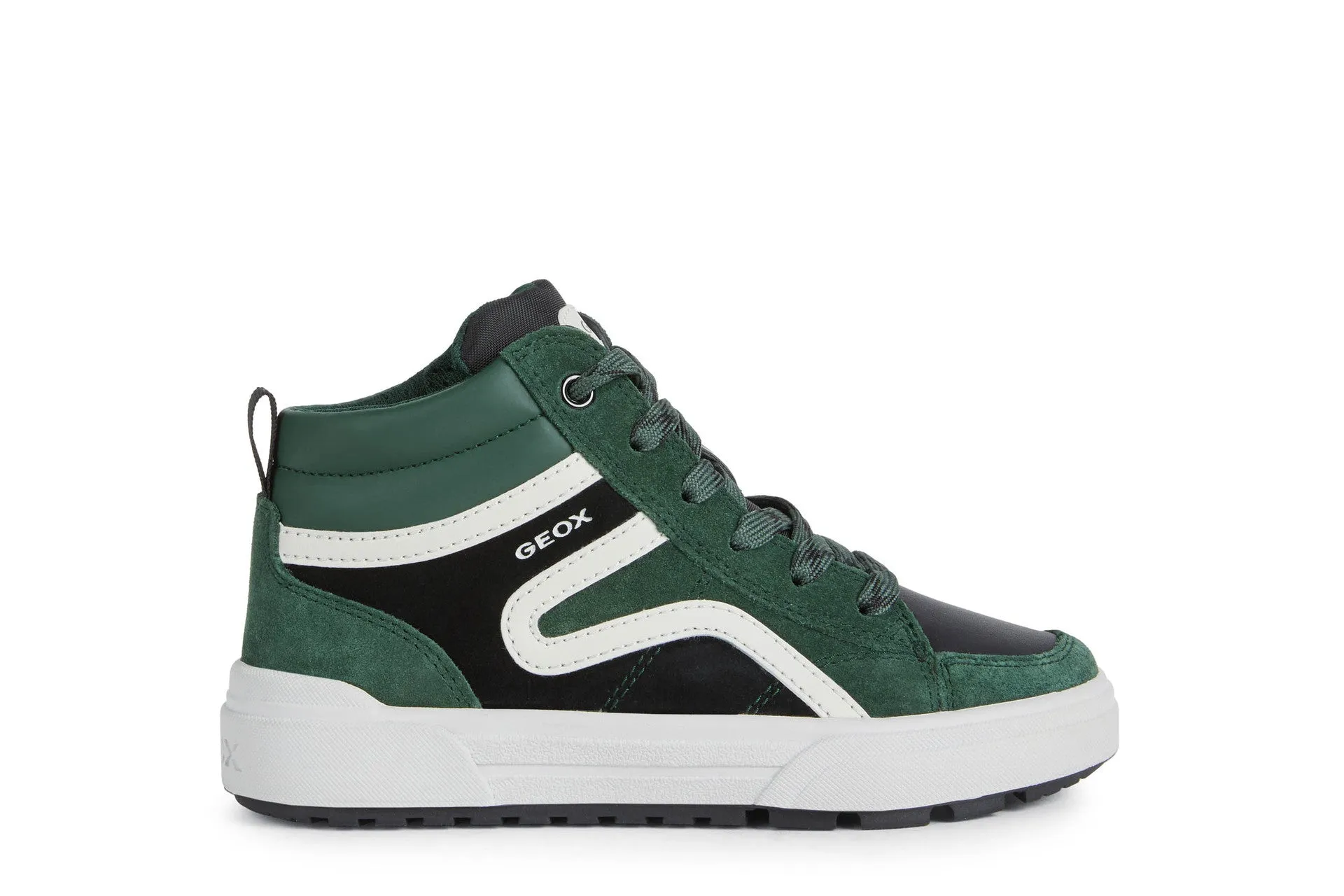 Geox Kids Trainers | Hi Top Weemble | Green & Black