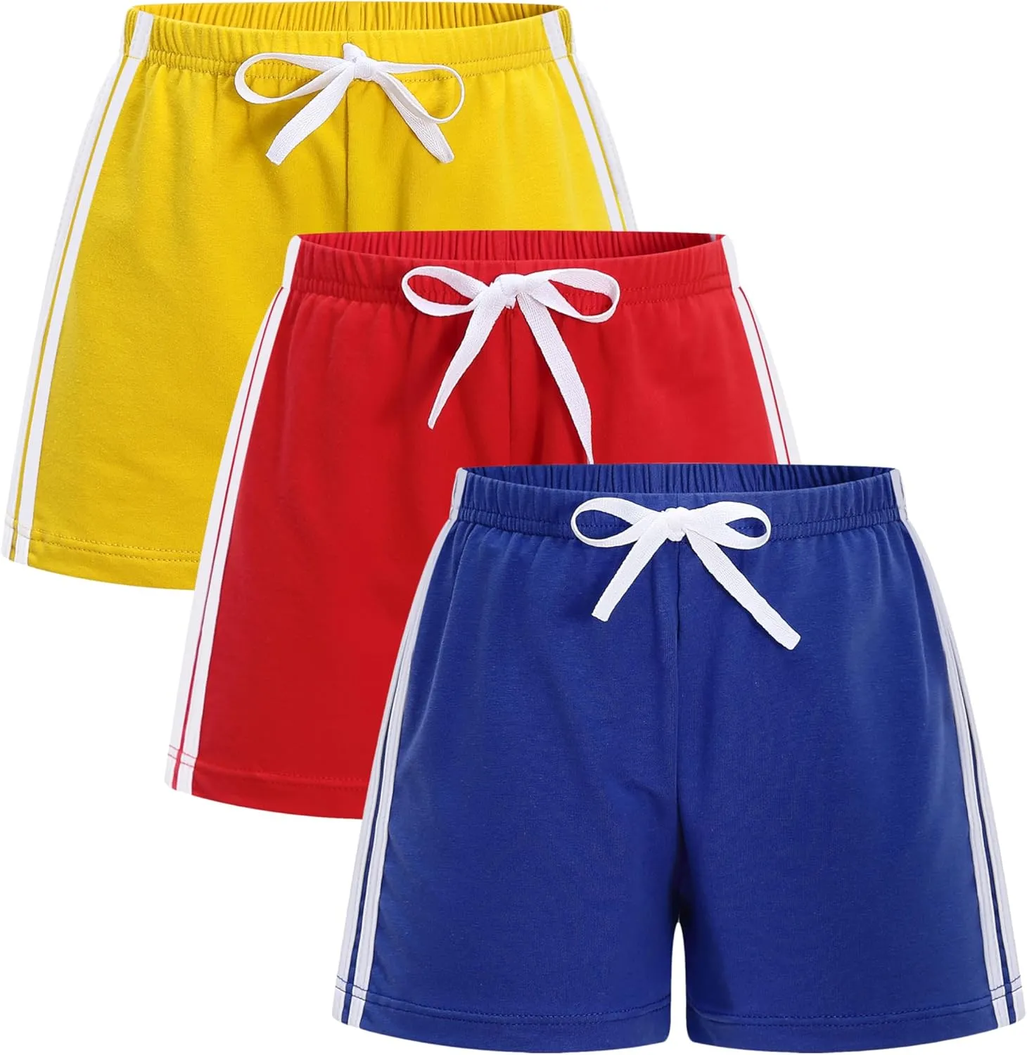 GFQLONG 5 Pack Toddler Boys Girls Cotton Athletic Running Shorts, Kids Summer Casual Fashion Soccer Shorts