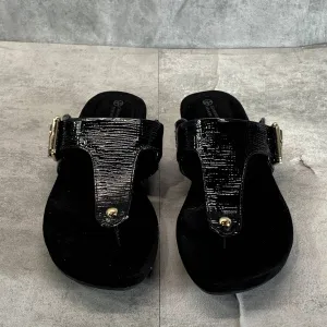 GIANI BERNINI Women's Black Rivver Memory-Foam Wedge Thong Sandals SZ 6