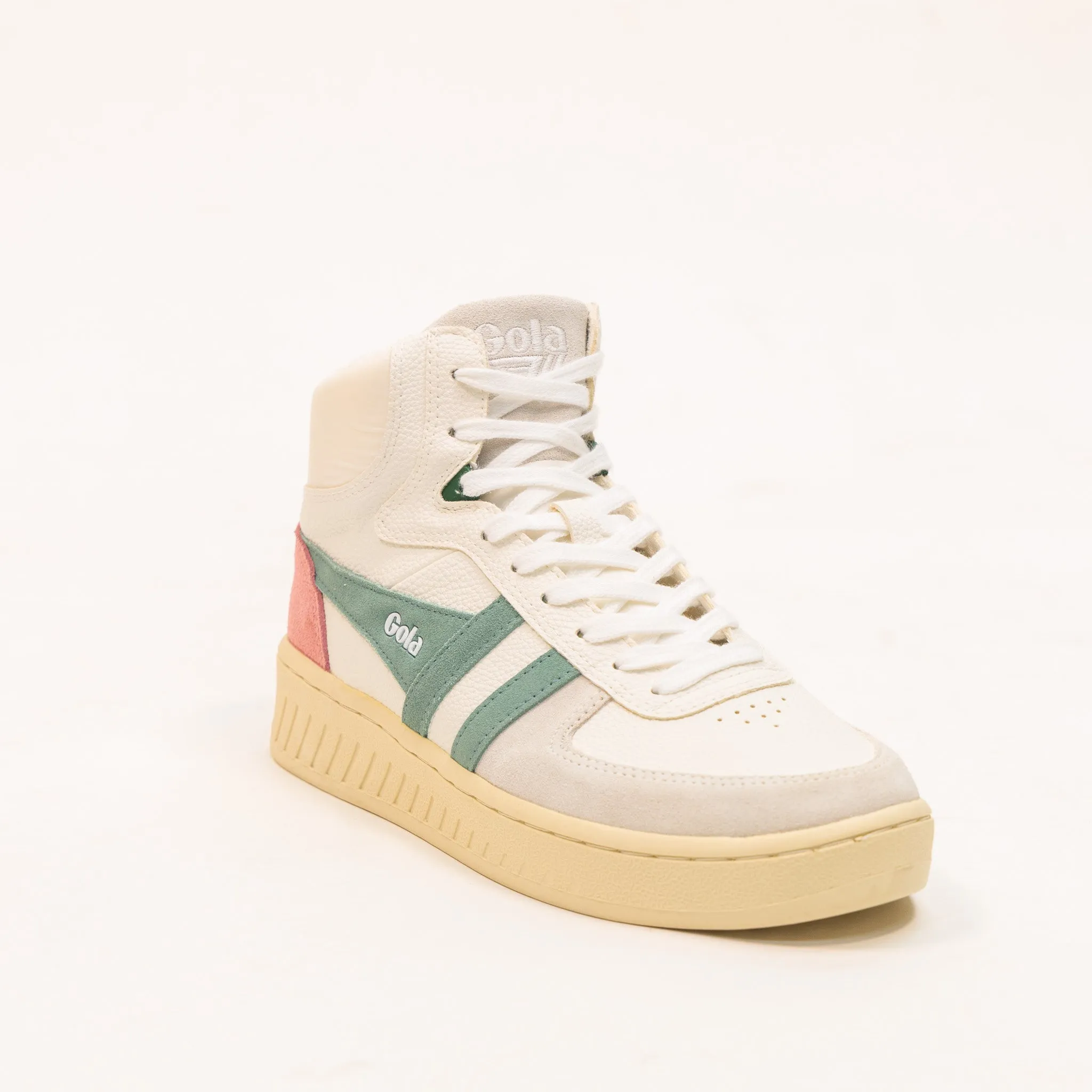 Gola Slam Trident Sneakers - White/Green Mist/Coral Pink