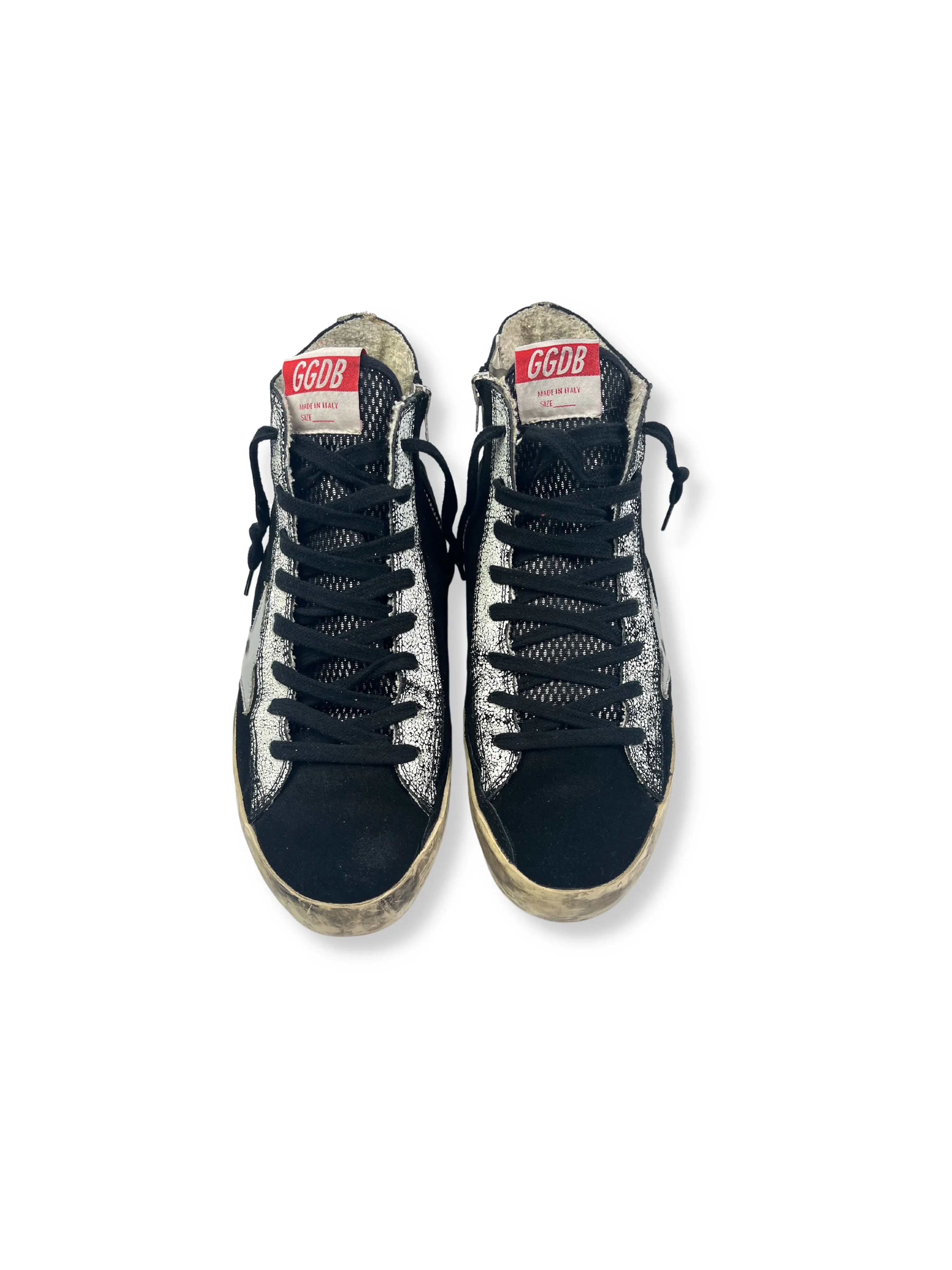 GOLDEN GOOSE - FRANCY HIGH TOP SNEAKER IN BLACK SUEDE - SZ 38
