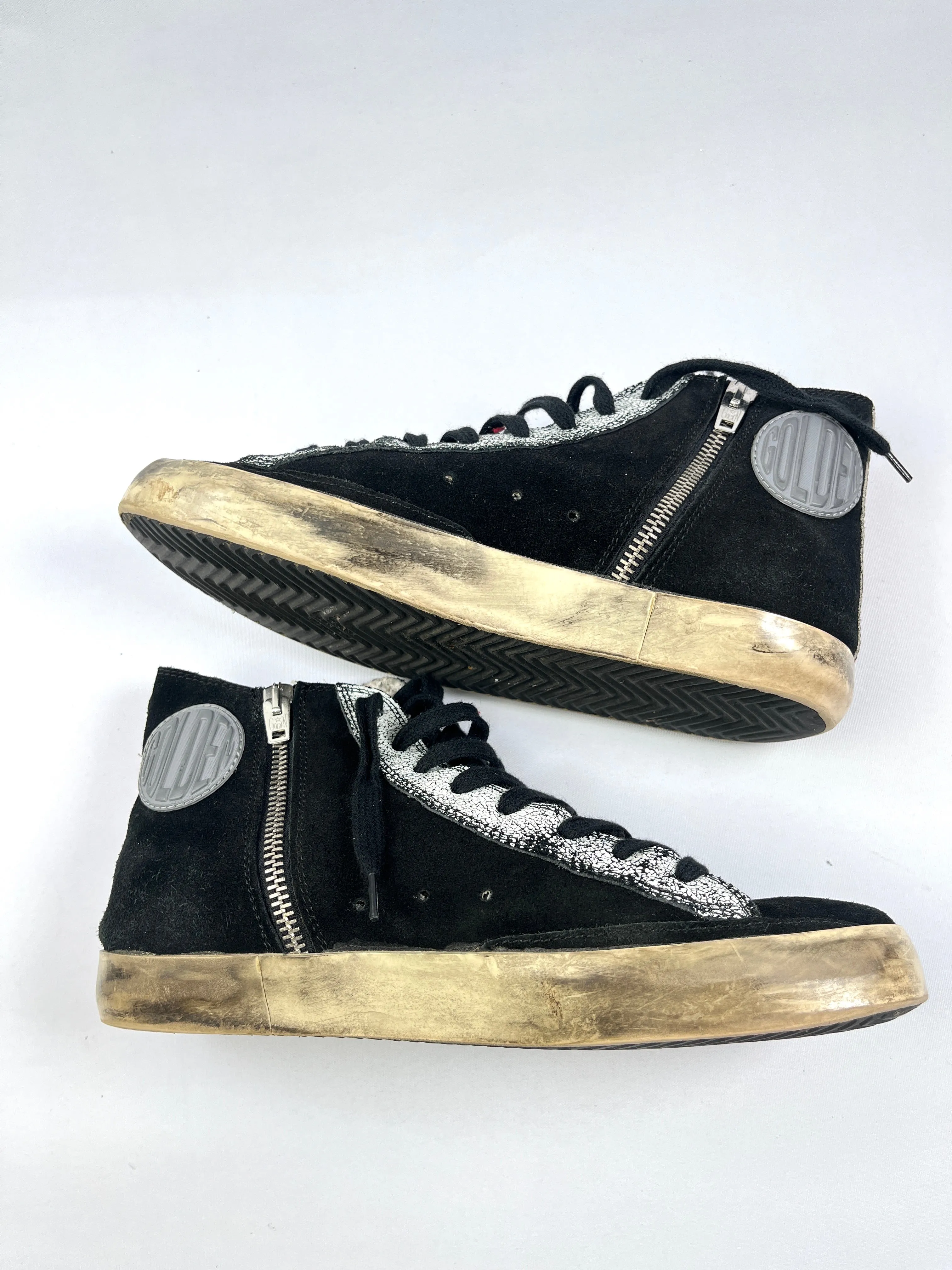 GOLDEN GOOSE - FRANCY HIGH TOP SNEAKER IN BLACK SUEDE - SZ 38