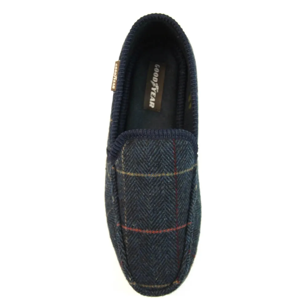 Goodyear Eisenhower KMG137 Mens Navy Textile Slip On Slippers