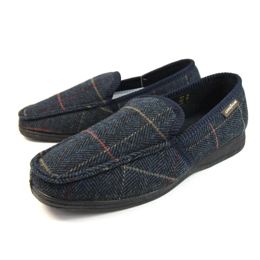 Goodyear Eisenhower KMG137 Mens Navy Textile Slip On Slippers