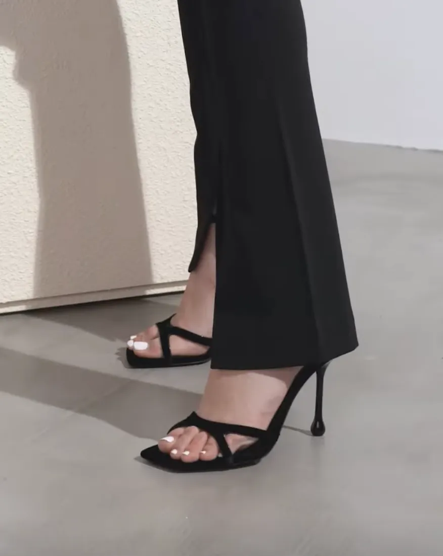 Ixia 95 black velvet sandals