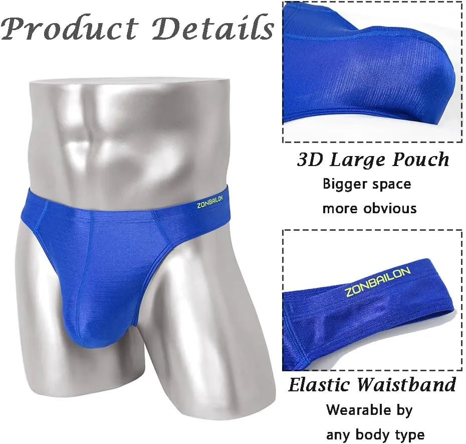 JINSHI Men's Thong Underwear Sexy Ice Silk Glossy G String Male Athletic Thongs T Back For Men Bikini Briefs