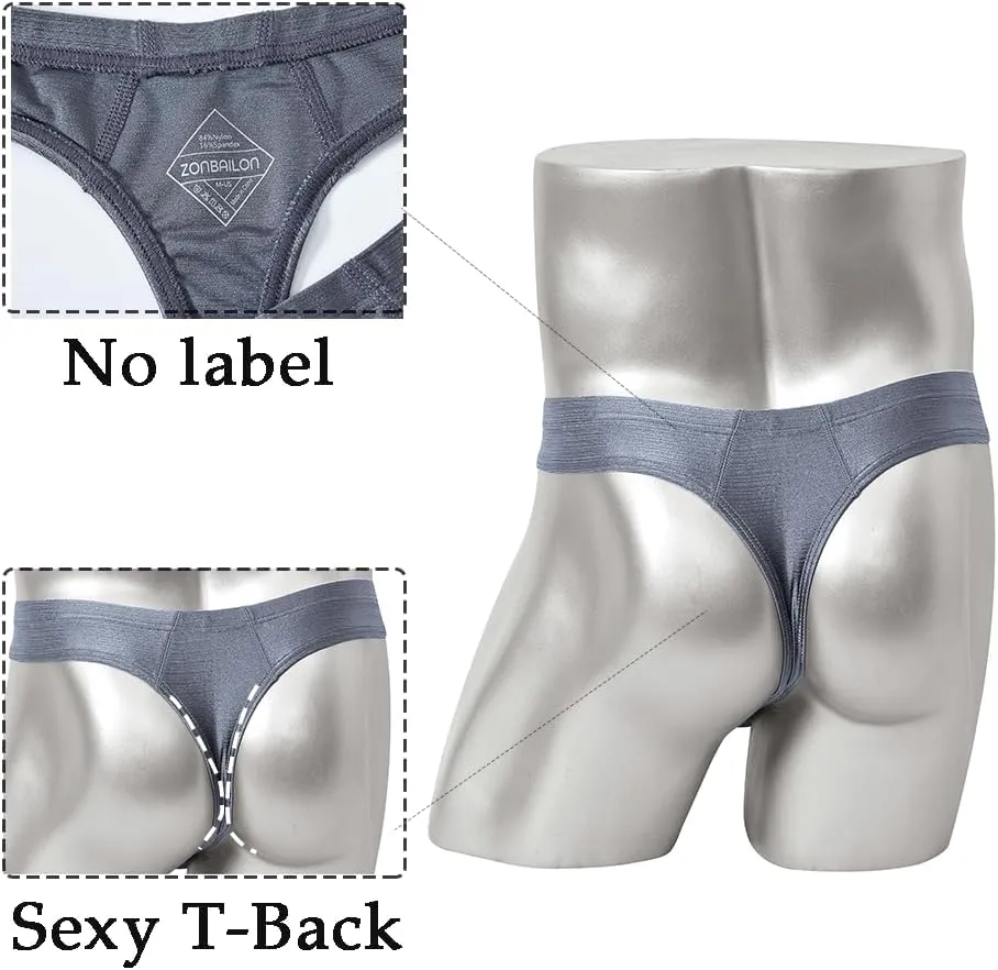 JINSHI Men's Thong Underwear Sexy Ice Silk Glossy G String Male Athletic Thongs T Back For Men Bikini Briefs