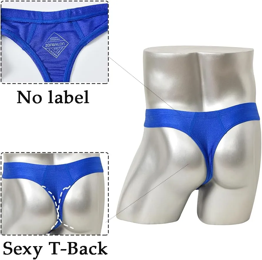 JINSHI Men's Thong Underwear Sexy Ice Silk Glossy G String Male Athletic Thongs T Back For Men Bikini Briefs