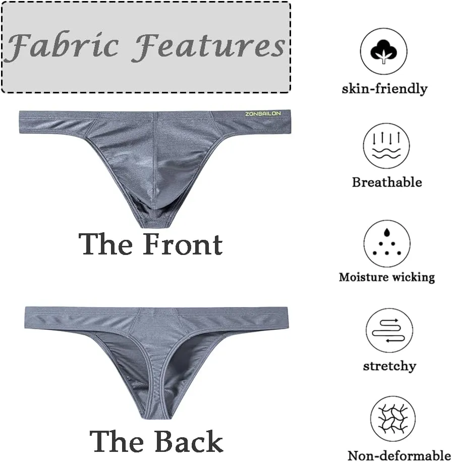 JINSHI Men's Thong Underwear Sexy Ice Silk Glossy G String Male Athletic Thongs T Back For Men Bikini Briefs