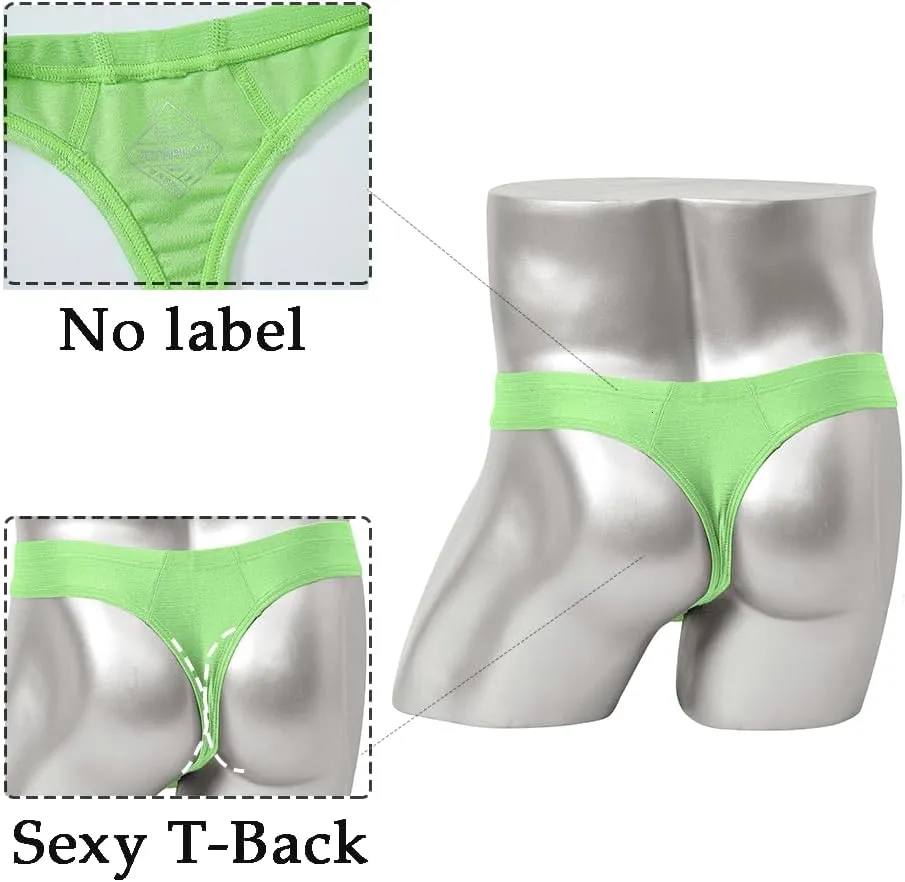 JINSHI Men's Thong Underwear Sexy Ice Silk Glossy G String Male Athletic Thongs T Back For Men Bikini Briefs
