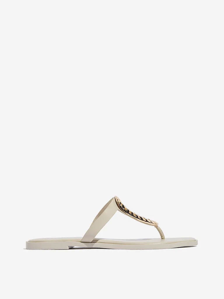 LUNA BLU Ivory Hardware-Detailed Thong-Strap Sandals