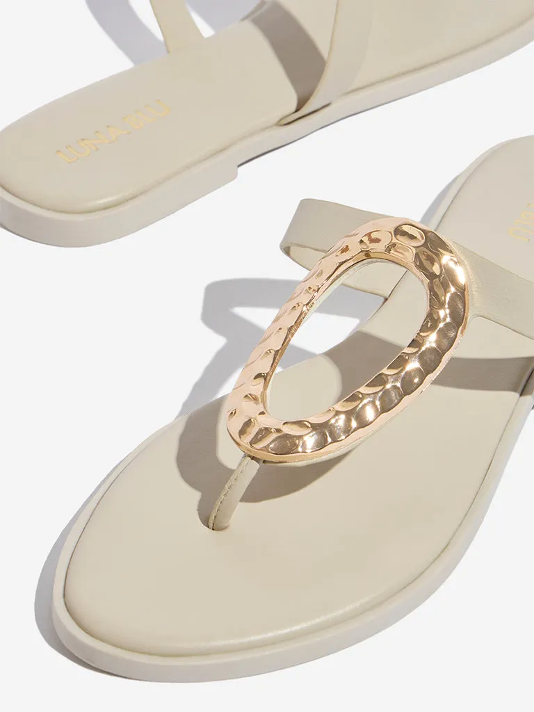 LUNA BLU Ivory Hardware-Detailed Thong-Strap Sandals