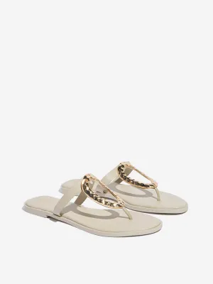 LUNA BLU Ivory Hardware-Detailed Thong-Strap Sandals