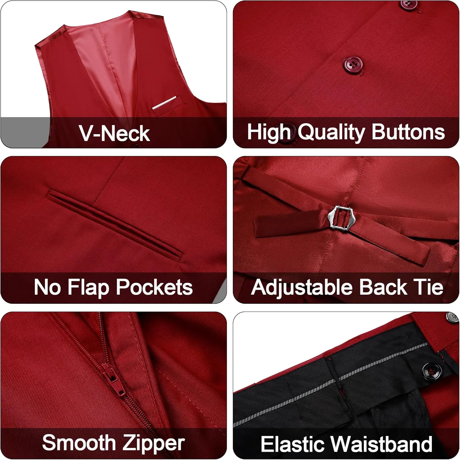 MAGE MALE Men's 3 Pieces Suit Elegant Solid One Button Slim Fit Single Breasted Party Blazer Vest Pants Set