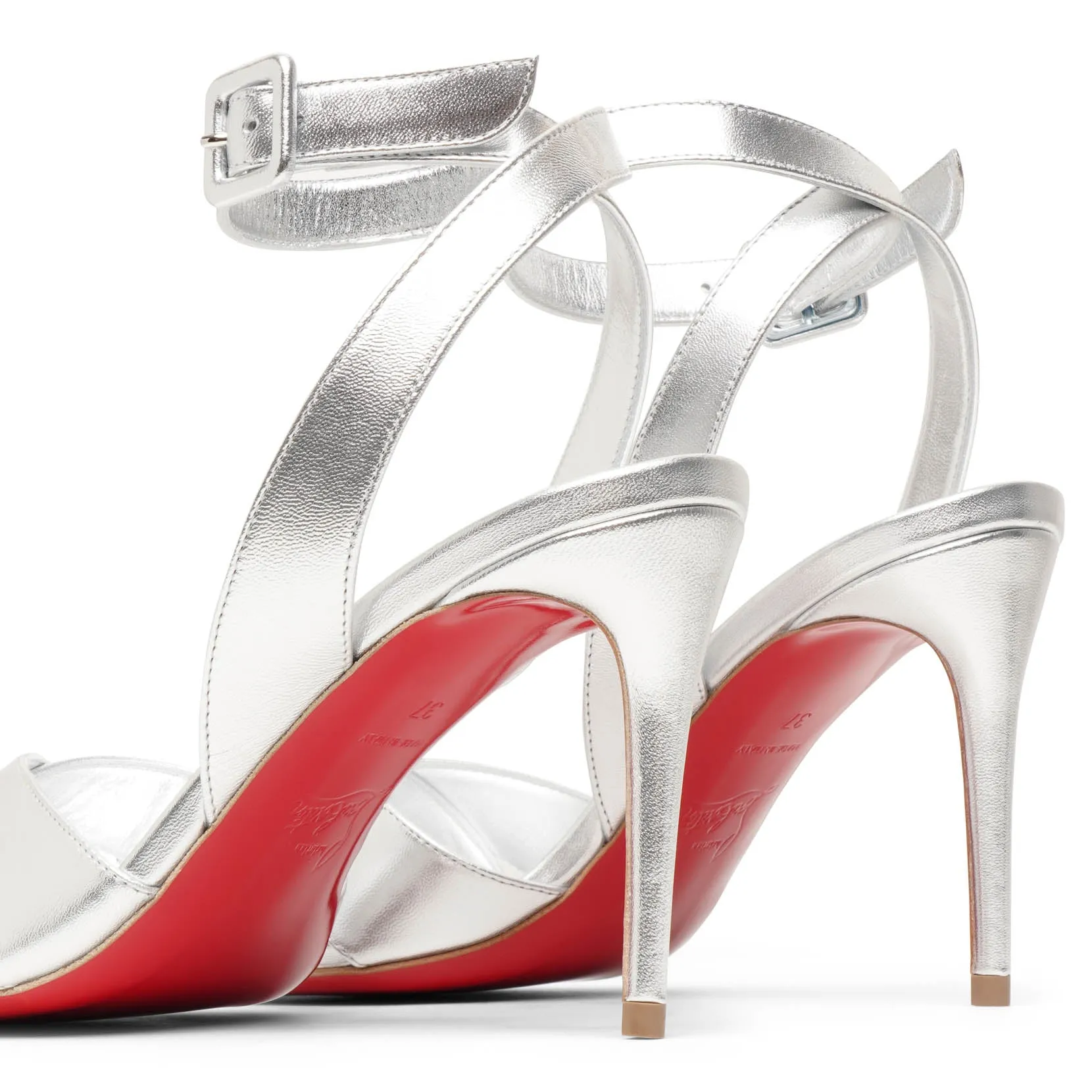 Mariza 85 silver leather laminato sandals