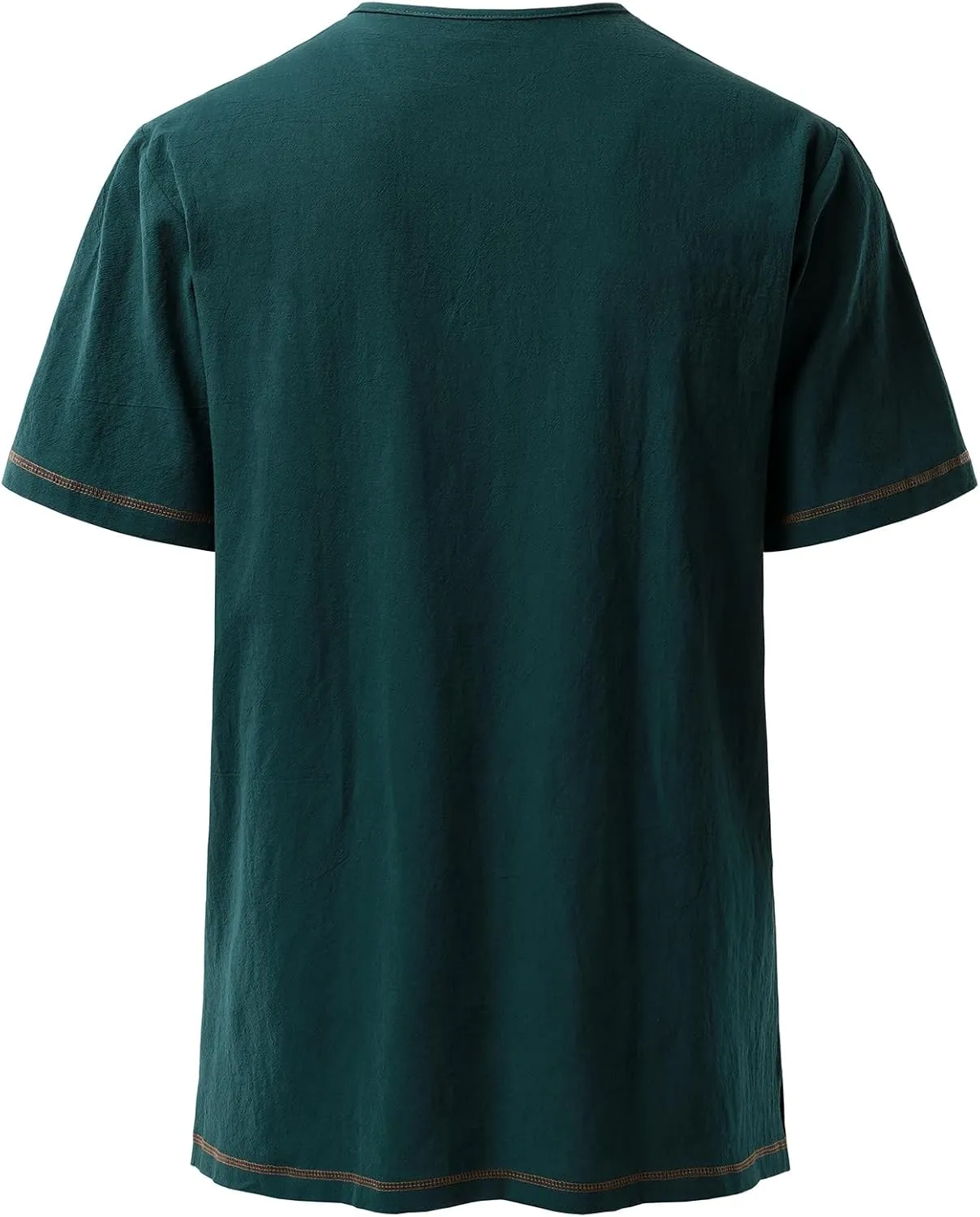 Men's Pure Cotton Retro Short Sleeves Lace Up Shirts for Casual Renaissance Pirate Medieval Viking Without Belt