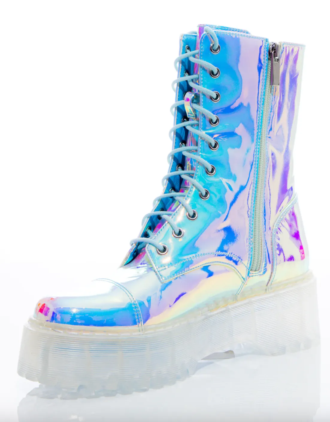 Multi Color Iridescent Combat Boots