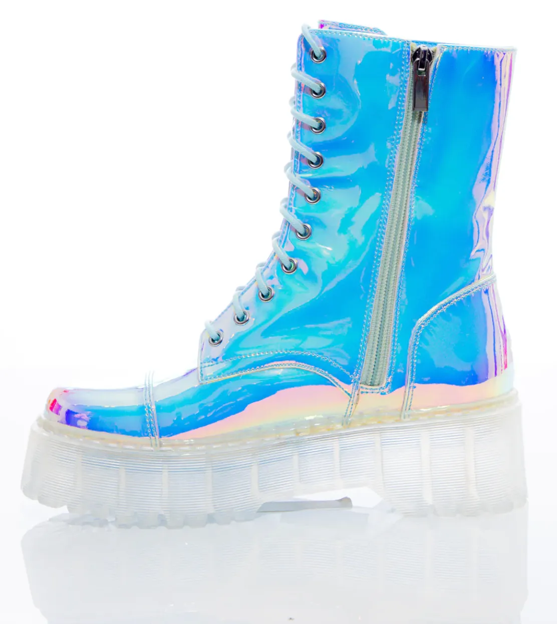 Multi Color Iridescent Combat Boots
