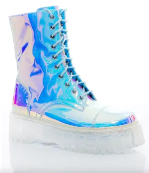 Multi Color Iridescent Combat Boots