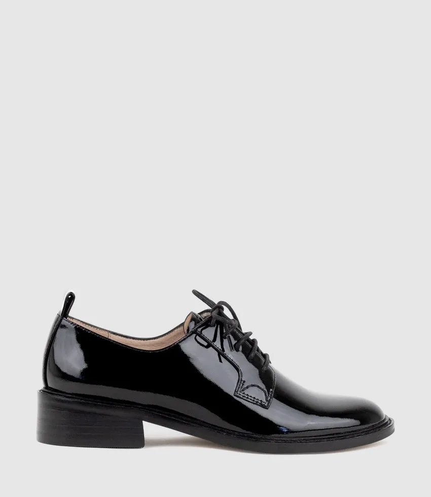 PERCY30 Lace Up in Black Patent