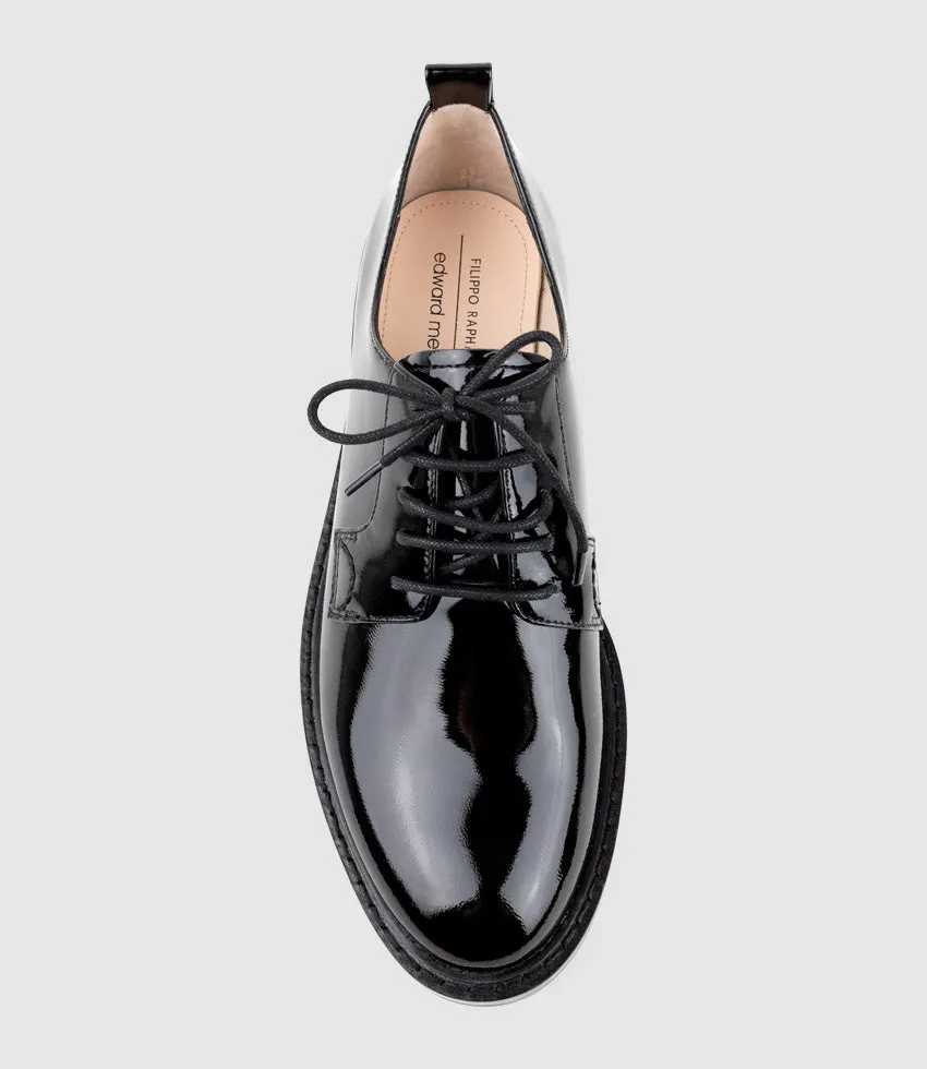 PERCY30 Lace Up in Black Patent
