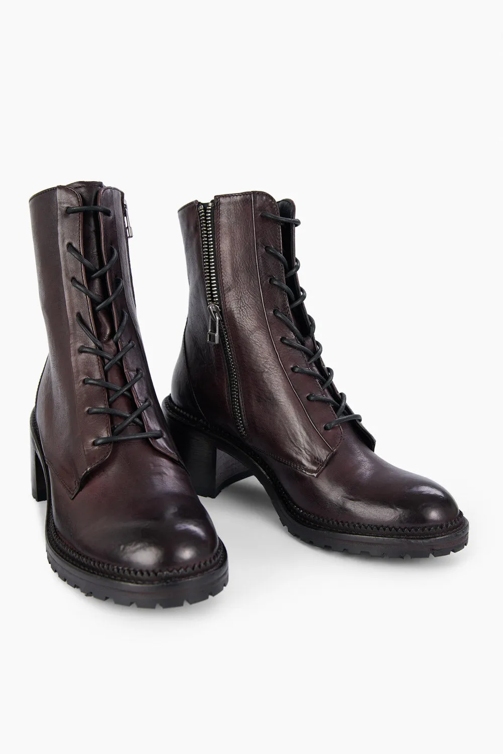 REGENT burnt-mauve lace up boots.
