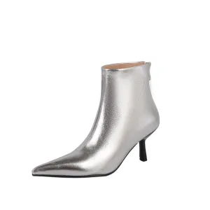 Silver High Heel Ankle Boots