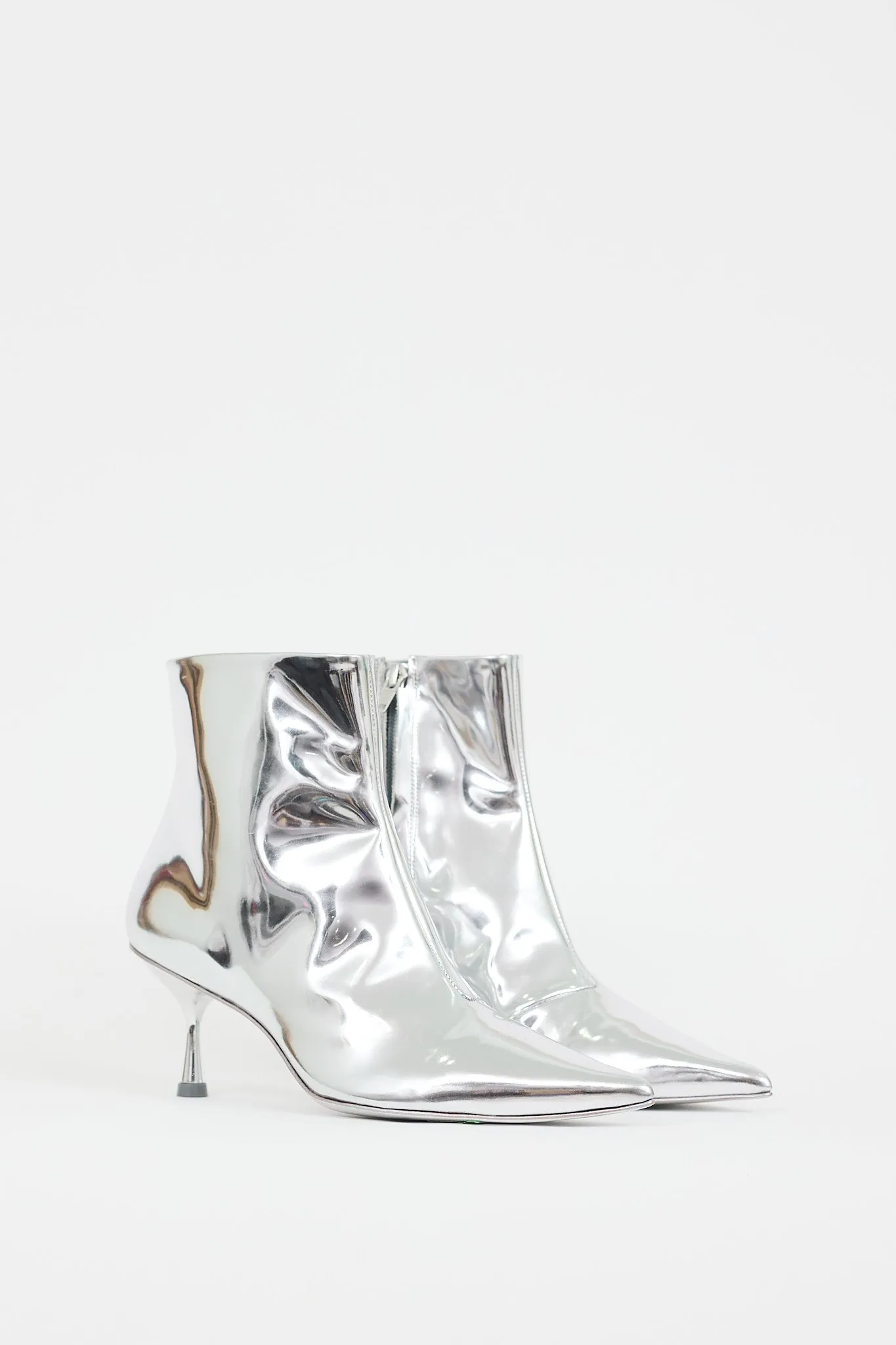 Silver Metallic Leather Saanvi Ankle Boot