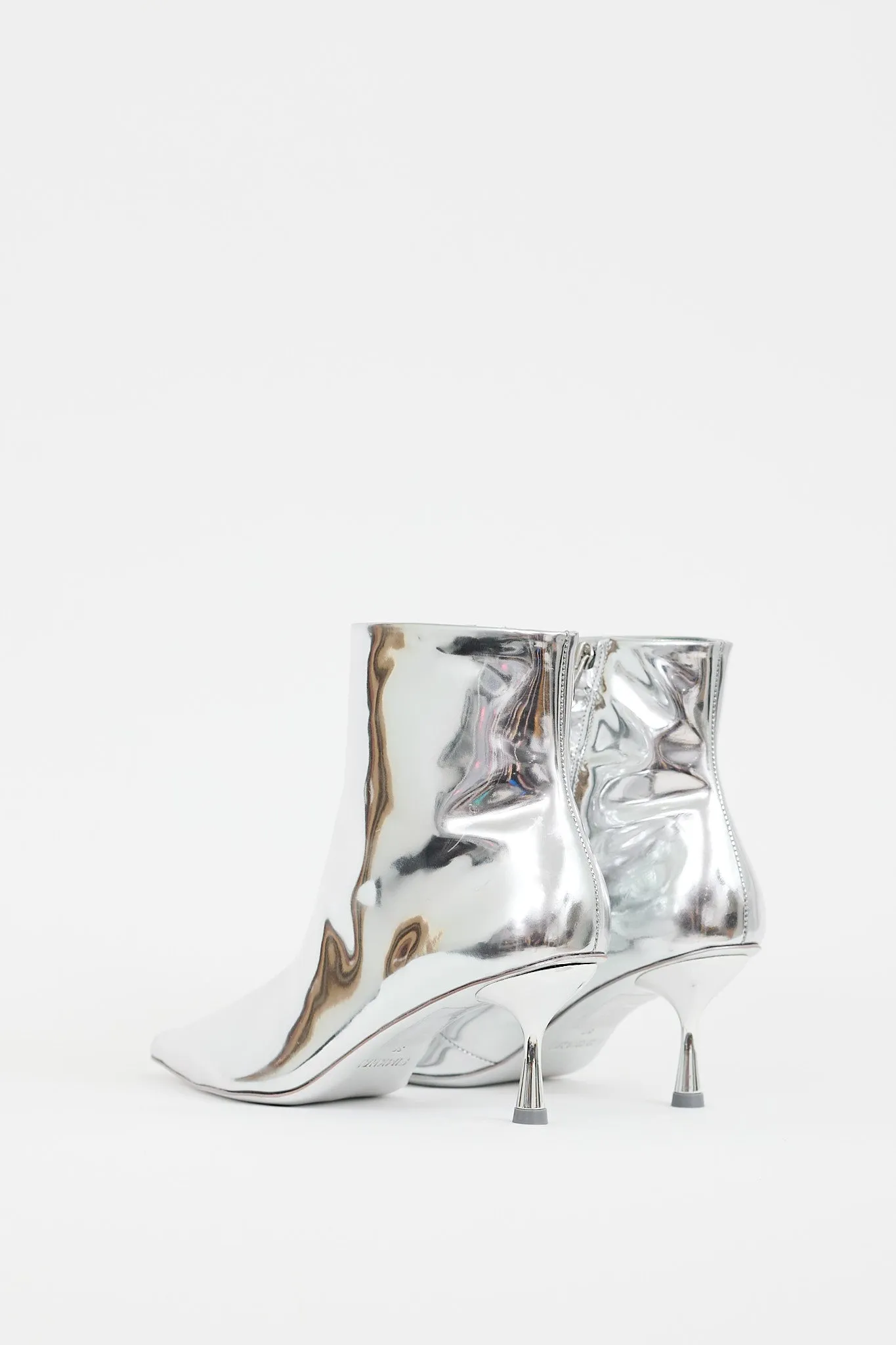 Silver Metallic Leather Saanvi Ankle Boot